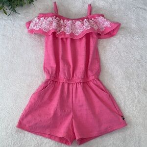 Nautica Pink Ruffle Romper 3T EUC
